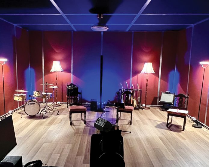 Completed Durra Acoustic Studio Kit used for rehearsing and recording music